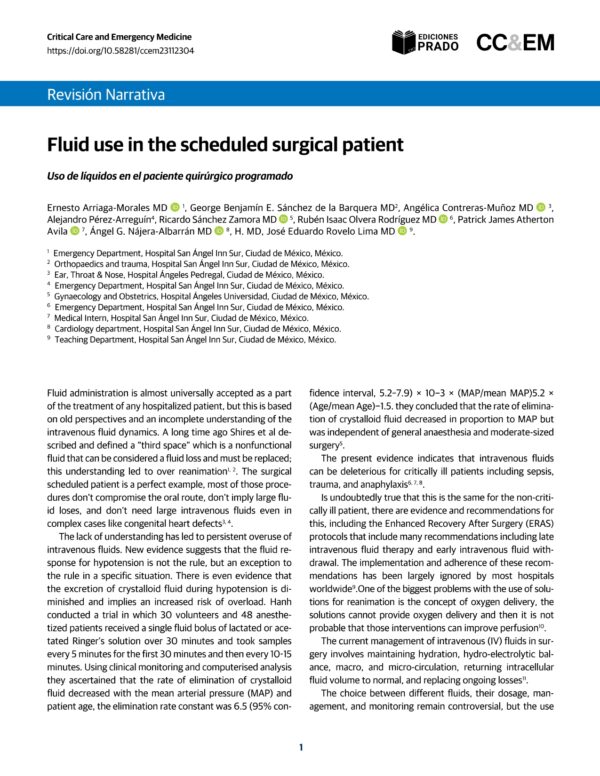 Fluid use in the scheduled surgical patient.