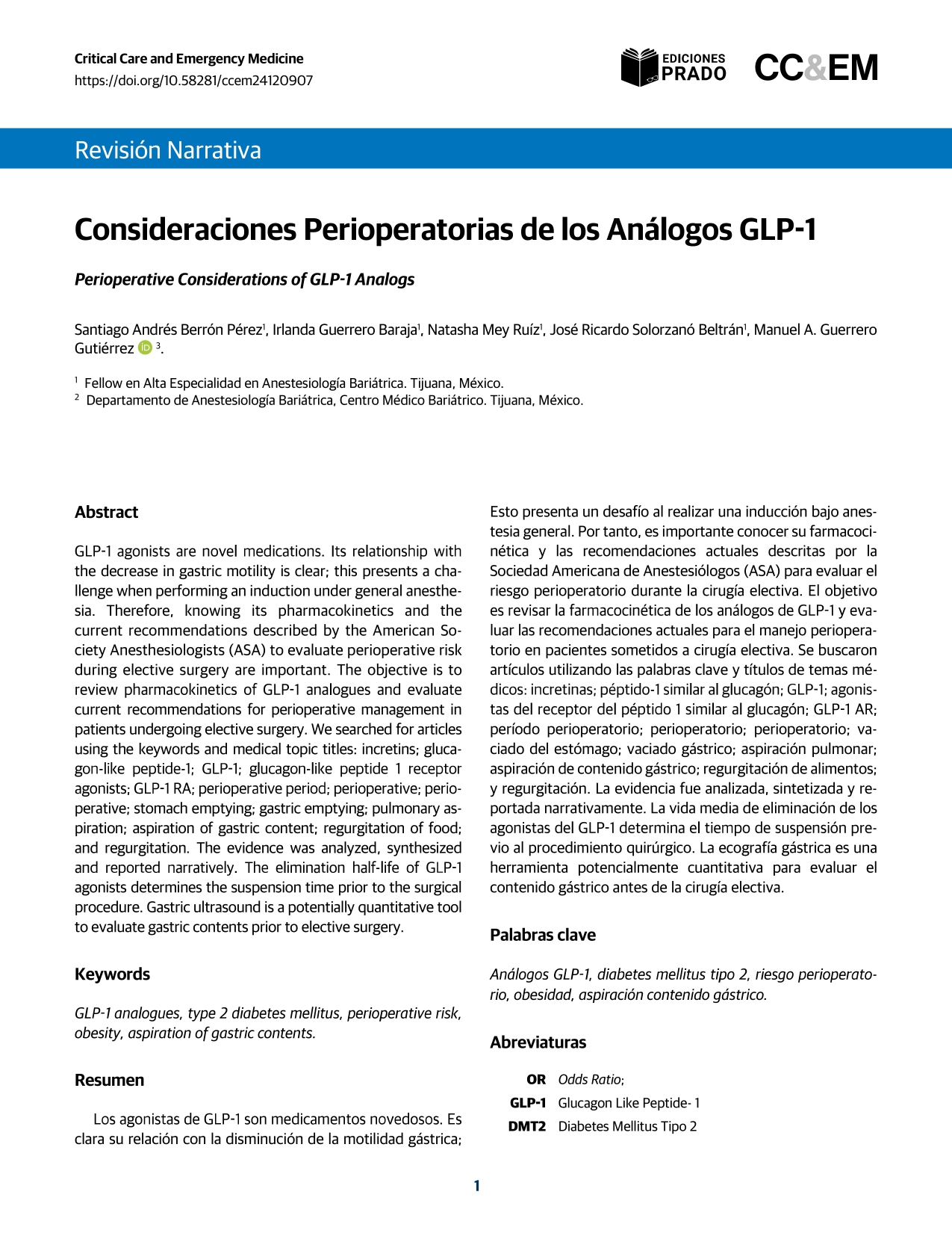 Consideraciones Perioperatorias de los Análogos GLP-1.