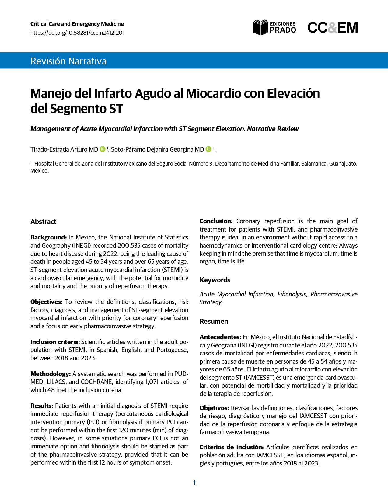 Manejo del Infarto Agudo al Miocardio con Elevacióndel Segmento ST